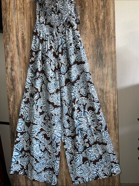 Blue Floral Wide-Leg Jumpsuit